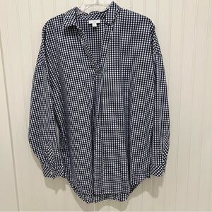 J. Jill Navy and White Gingham Shirt